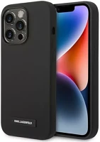 Apple KLHMP14XSLMP1K Karl lagerfeld silicone plaque  iphone 14 pro max magsafe hátlap tok, fekete kép
