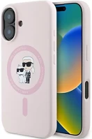 Apple KLHMP16MSCMKCRHP Karl lagerfeld silicone kc heads ring iphone 16 plus hátlap tok, rózsaszín kép