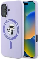 Apple KLHMP16MSCMKCRHU Karl lagerfeld silicone kc heads ring iphone 16 plus hátlap tok, lila kép