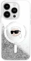 Apple KLHMP16XLGKISGH Karl lagerfeld liquid glitter karl head iphone 16 pro max magsafe hátlap tok kép