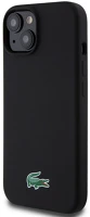 Apple LCHMP15SSLOK Lacoste microfiber croc logo magsafe iphone 15 szilikon tok, fekete kép