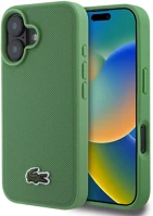 Apple LCHMP16SPVCN Lacoste iconic petit pique woven logo iphone 16 magsafe tok, zöld kép