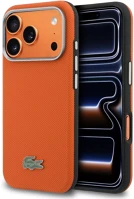 Apple LCSCMP17LPLAO Lacoste pvc petit pique semi wrap  iphone 17 pro tok, magsafe, narancs-fekete kép