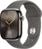 Apple MWXE3QH/A Watch s10 cellular 42mm natural titanium case with stone grey sport band m/l kép