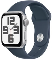 Apple MXEC3 Watch SE 40mm (2024) Ezüst Aluminium Tok, Denim Viharkék Sportszíj kép