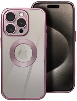 Apple SOP100180 Glam iphone 15 szilikon tok kameravédő-lencsével, rozéarany kép