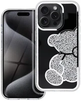 Apple SOP101180 Teddy bear iphone 14 pro csillogó köves tok, ezüst kép