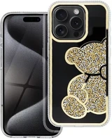 Apple SOP101229 Teddy bear iphone 16 pro max csillogó köves tok, arany kép