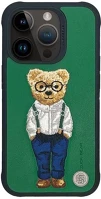Apple SOP104369 Zuck bear london classic iphone 15 pro hátlap tok, kerek szemüveg kép