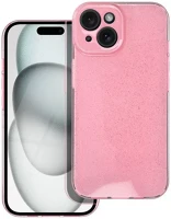 Apple SOP90813 Clear 2mm  iphone 15 csillámos tok, rózsaszín kép
