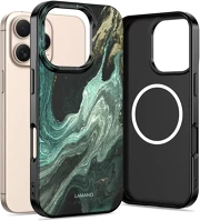 Apple SP112684 iphone 16 pro hátlap tok, magsafe, verde aura, fekete-zöld kép
