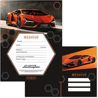 Ars una 17.00499 Partimeghívó  10 ív+10 db boríték lamborghini narancssárga kép