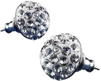 Art crystella 1800XFG001 Fülbevaló, félgömb, natúr fehér swarovski® kristállyal, 10mm, ® kép