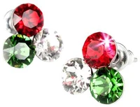 Art crystella 1800XHR020 Fülbevaló, piros-fehér-zöld swarovski® kristállyal, 11mm, ® kép