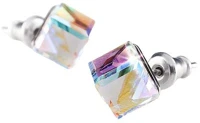 Art crystella 1800XKC010 Fülbevaló, kocka, színjátszós opál swarovski® kristállyal, 6mm, ® kép
