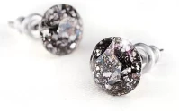 Art crystella 1800XKE046 Fülbevaló, fekete csipke mintás swarovski® kristállyal, 8mm, ® kép