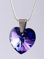 Art crystella 1802XSV007 Nyaklánc, szív formájú, sötét lila swarovski® kristállyal, 18mm ® kép