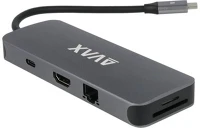Avax AVAX HB612 Connect+ 8in1 multi 2xusb 3.0, typec, hdmi(4k/60hz), rj45, tf/sd, pd 100w hub kép