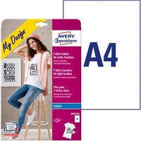 Avery 01.01277 MD1002 világos pólóra vasalható tintasugaras nyomtatóhoz 10 íves kép