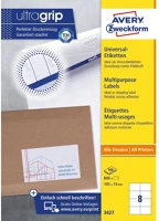 Avery 3427 Etikett címke, 105 x74mm, univerzális, 8 címke/ív, 100 ív/doboz,  fehér kép
