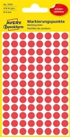 Avery 3589 Etikett, 8 mm, kör, eltávolítható, piros, 416 etikett/csomag kép