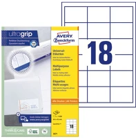 Avery 3671 Etikett   64x45 mm fehér univerzális  1800 címke/doboz 100 ív/doboz kép