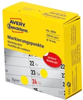 Avery 3856 Etikett   öntapadó jelölőpont adagoló dobozban sárga 19mm 250 jelölőpont/doboz kép