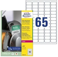 Avery B7651-50 Etikett címke, 38x21mm, ultra ellenálló, 65 címke/lap , fehér kép