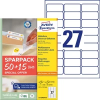 Avery L4737REV-65 63,5x29,6 mm visszaszedhető univerzális 50+15 lap 1755 db-os etikett kép