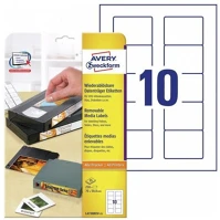 Avery L4738REV-25 Etikett címke, 70 x50,8mm, visszaszedhető, floppyra 10 címke/ív, 25 ív/csomag,  fehér kép
