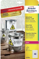 Avery L4778-8 Etikett címke, 45,7 x21,2mm, időjárásálló poliészter, 48 címke/ív, 8 kép