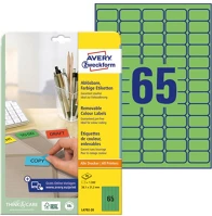 Avery L4792-20 Etikett   38,1x21,2mm zöld 1300 címke/doboz 20 ív/doboz kép