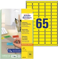 Avery L4793-20 Etikett   38,1x21,2mm sárga 1300 címke/doboz 20 ív/doboz kép