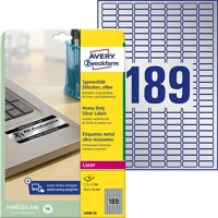 Avery L6008-20 etikett, 25,4x10 mm, poliészter, időjárásálló, avery zweckform, ezüst kép