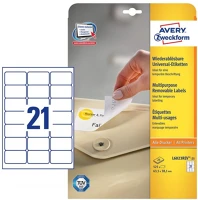 Avery L6023REV-25 Etikett   63,5x38,1 univerzális visszaszedhető 25+5 ív/doboz kép