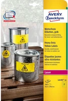 Avery L6105-20 Etikett címke, 63,5 x29,6mm, időjárásálló poliészter, 27 címke/ív, 20 ív/doboz,  sárga kép