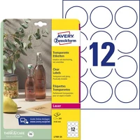 Avery L7787-25 Etikett, 60 mm, kör, poliészter, átlátszó, 300 etikett/csomag kép