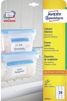 Avery L7970-25 Etikett címke, 63,5 x33,9mm, fagyasztó 24 címke/ív, 25 ív/doboz,  fehér kép