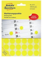Avery O18MM Etikett   öntapadó jelölőpont sárga 18mm 1056 jelölőpont/csomag kép