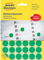 Avery O18MM Etikett címke, o18mm, jelölésre, 24 címke/ív, 44 ív/doboz,  zöld kép