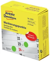 Avery O19MM Etikett   öntapadó jelölőpont adagoló dobozban zöld 19mm 250 jelölőpont/doboz kép