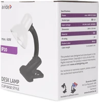 Avide ABDL-CLIP-W-60W Asztali lámpa, basic csiptethető, max. 60w, fehér kép