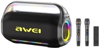 Awei KT20 Bluetooth hordozható hangszóró v5.3, led fény + karaoke szett, fekete kép