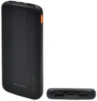 Awei P20K Vésztöltő 2 usb+type-c aljzat 10000mah, pd gyorstöltő, fekete kép