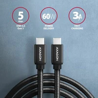 Axagon BUCM3-CM15AB Usb-c 3.2 gen 1 - usb-c 1,5 m fekete kábel kép