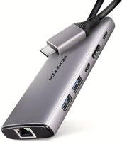 Axagon HMC-6G2L Usb-c 10gbps 6in1 hub silver kép