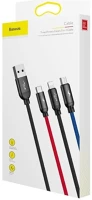 Baseus 3,5A 1,2M usb-a - lightning/type-c/microusb tricolor harisnyázott háromágú kábel kép