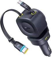 Baseus 3×USB-C + 1×USB-A, 2×AUTOMATA behúzós kábel, fekete kép