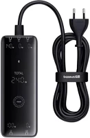 Baseus 3XUSB-C - 1XUSB-A 1XDC asztali töltő adapter kábellel, 1m, 5a, 240w. fekete kép