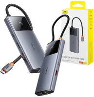 Baseus B00061802813-00 Metal gleam ii series 6 az 1-ben hub usb-c, 3x usb 3.0, hdmi, usb-c pd, ethernet rj45 kép